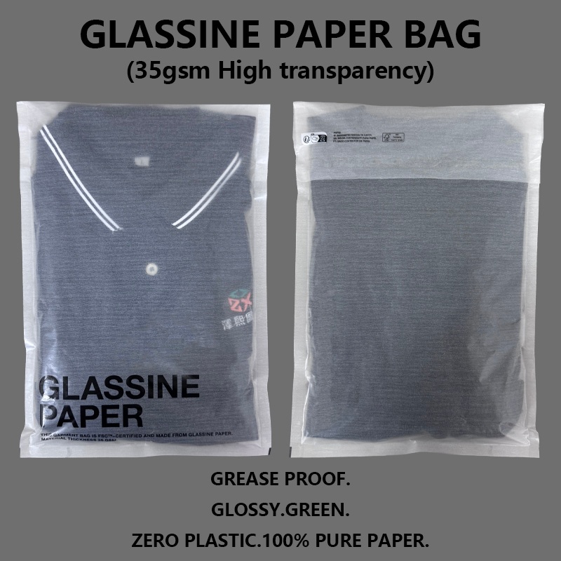 Custom High Transparency Glassine Paper Garment Bag