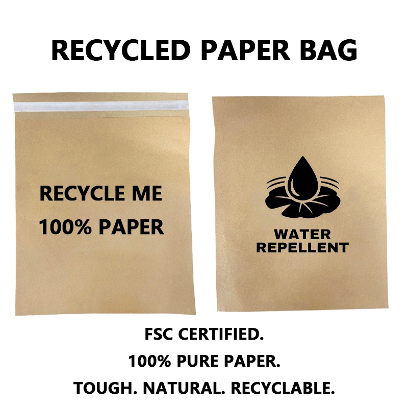 Custom Recyclable Kraft Paper Bag with Self Adhesive Closure