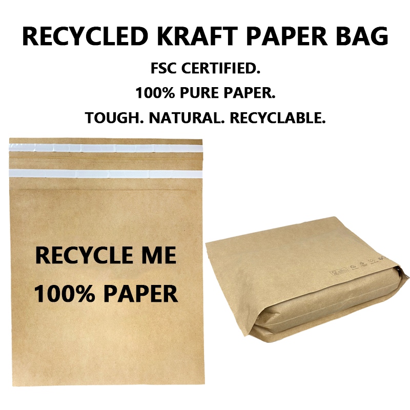 Custom Recycled Kraft Paper Mailing Bag with Tear Strip