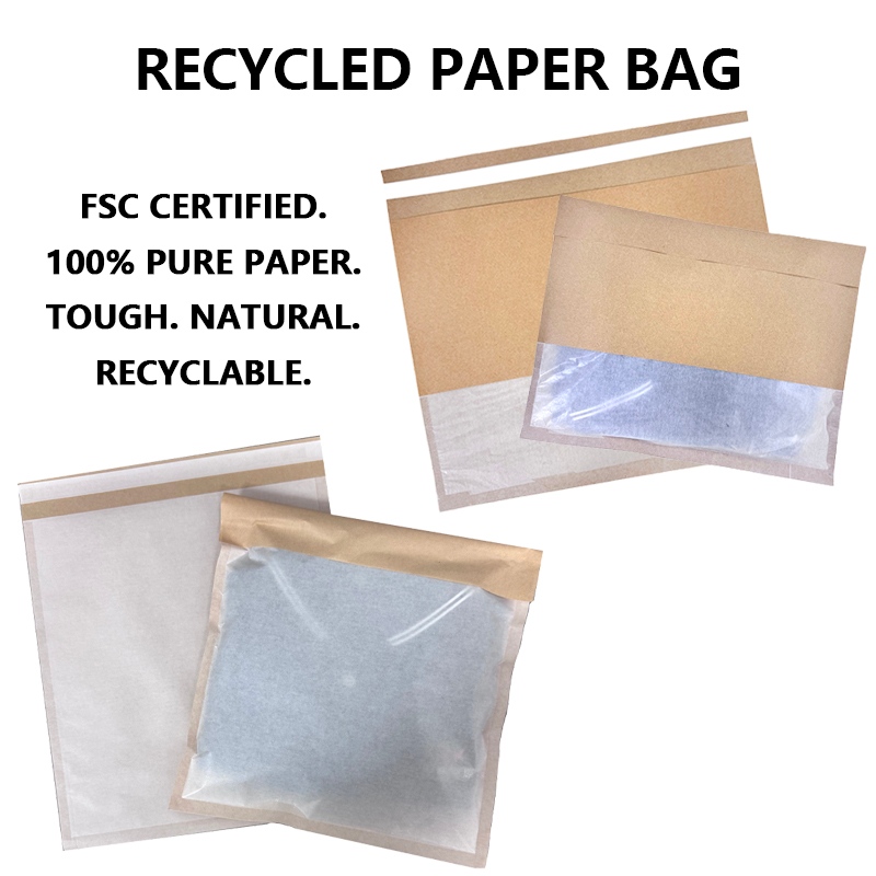 Custom Recycled Paper Bag with Glassine Window