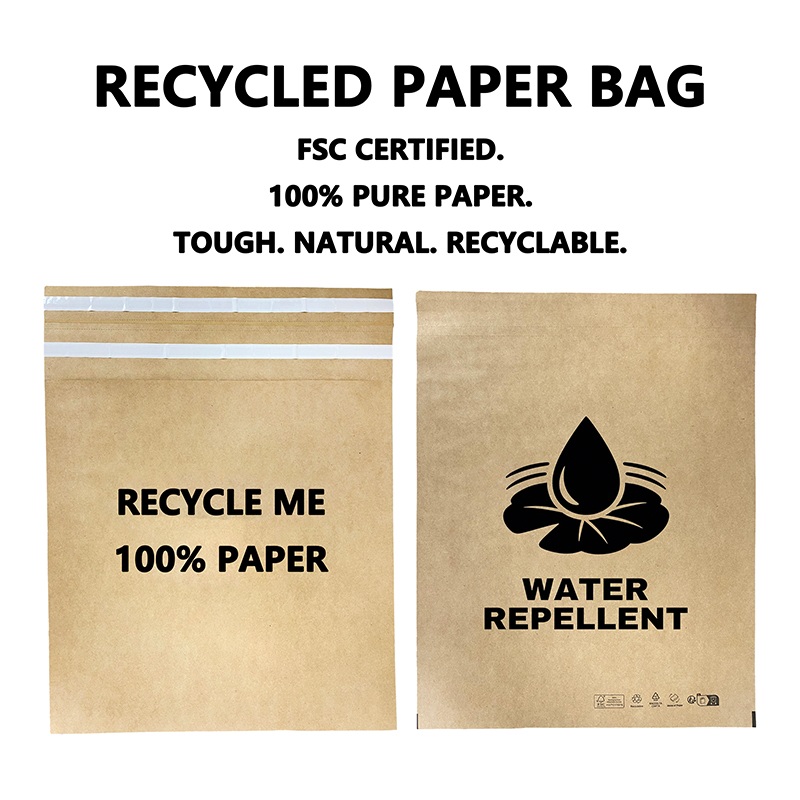 Custom Recycled Paper Mailing Bag with Gusset and Tear Strip