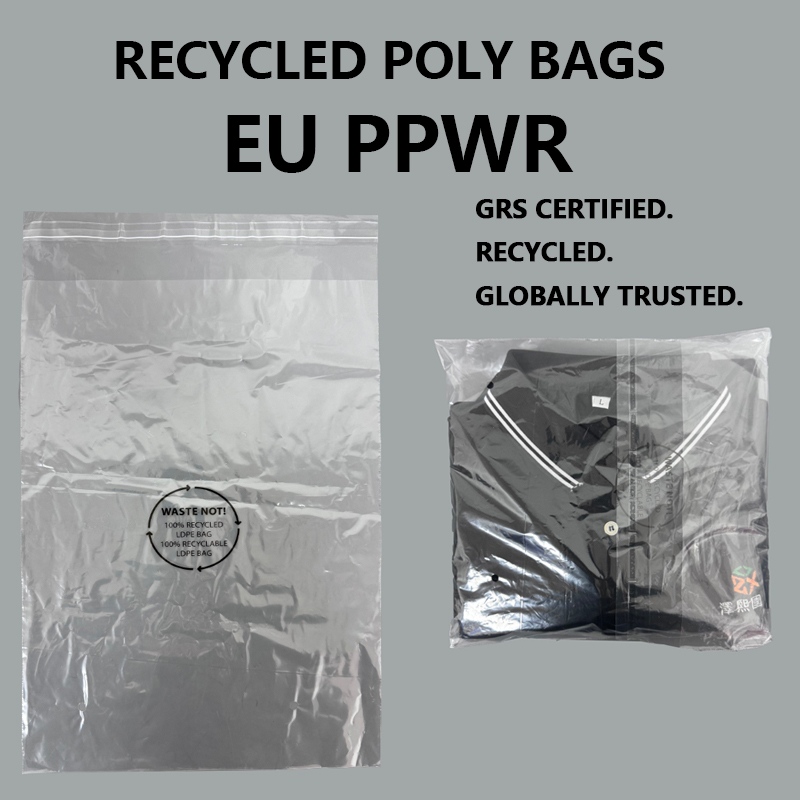 Recycled LDPE poly bag for apparel packaging