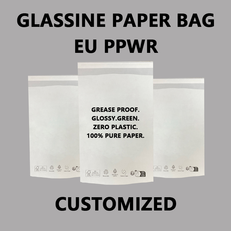 Custom glassine paper bag for EU PPWR focused recyclable packaging