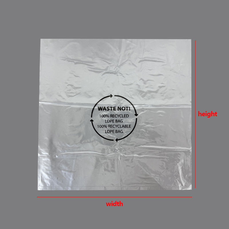 Custom recycled plastic packaging bags with printed recycling symbol