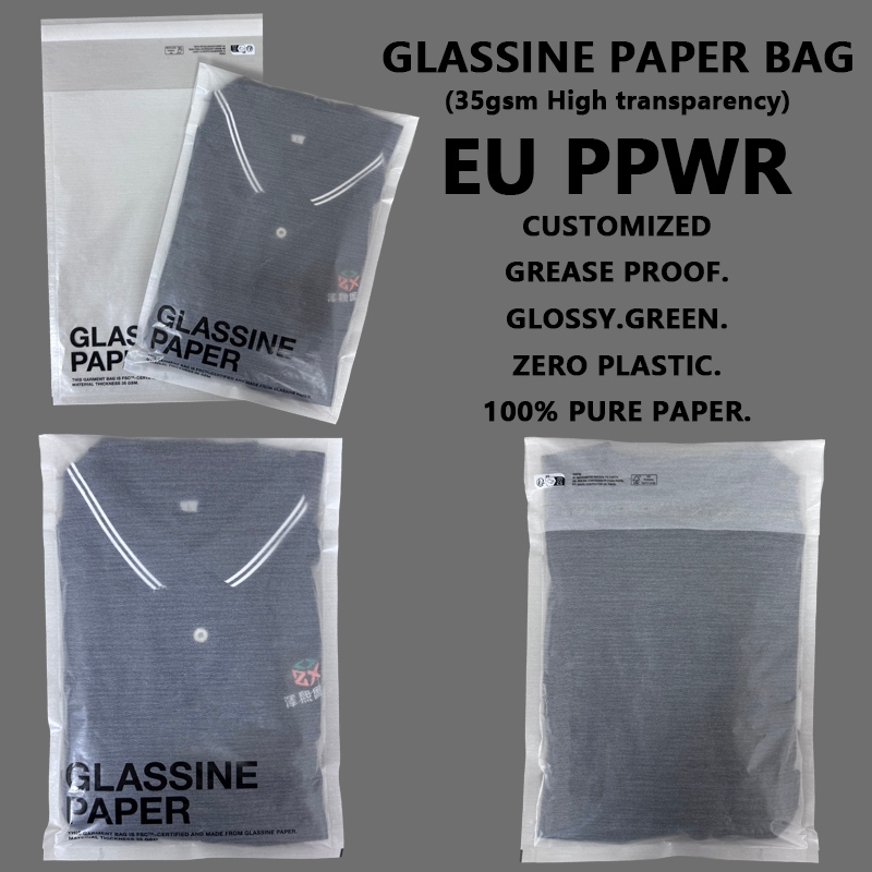 35gsm high transparency glassine paper bag for apparel packaging