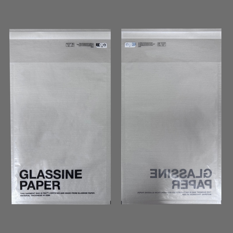 35gsm glassine paper bag front and back view for apparel packaging