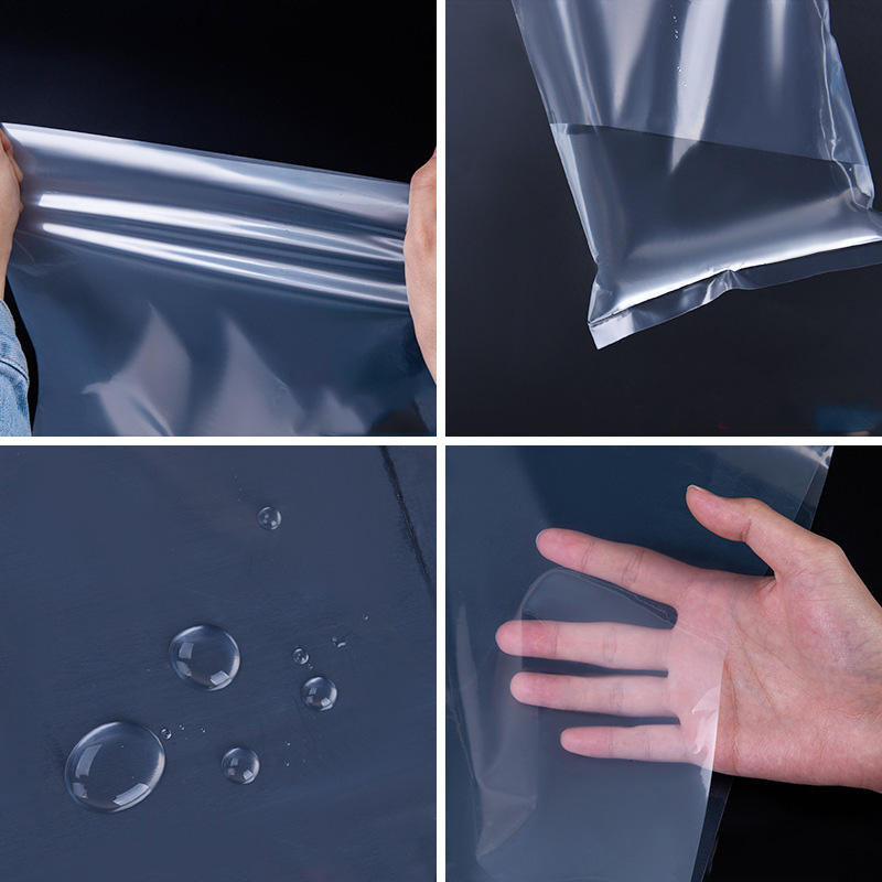Transparent recycled plastic packaging bags for clothing and textile products