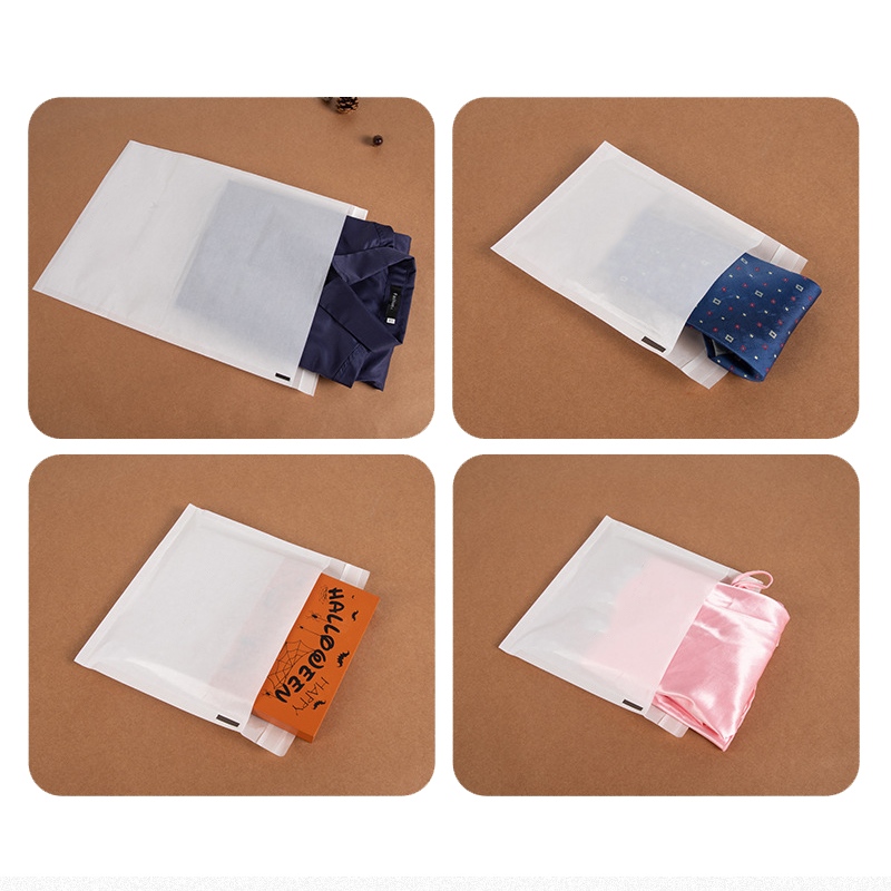 Translucent glassine paper bags packaging folded shirts for apparel retail